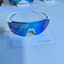 Óculos Esportivo Áurea Branco/Azul Espelhado UV400 Polarizado