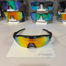 Óculos Esportivo Áurea Preto/Laranja Espelhado Fosco UV400