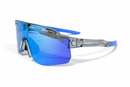 Óculos Esportivo Áurea Branco Azul Espelhado UV400 Polarizado