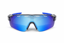 Óculos Esportivo Áurea Branco Azul Espelhado UV400 Polarizado