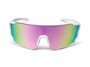 Óculos Esportivo Áurea Branco Rosa Espelhado UV400 Polarizado