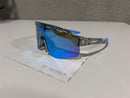 Óculos Esportivo Áurea Branco Azul Espelhado UV400 Polarizado