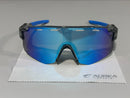 Óculos Esportivo Áurea Branco Azul Espelhado UV400 Polarizado