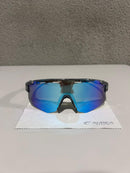 Óculos Esportivo Áurea Branco Azul Espelhado UV400 Polarizado